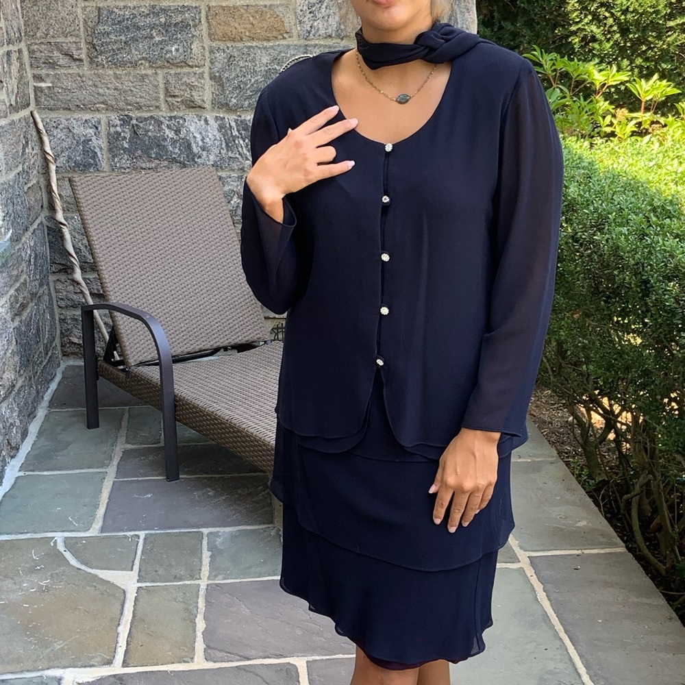 Long sleeve special occasion suit dress